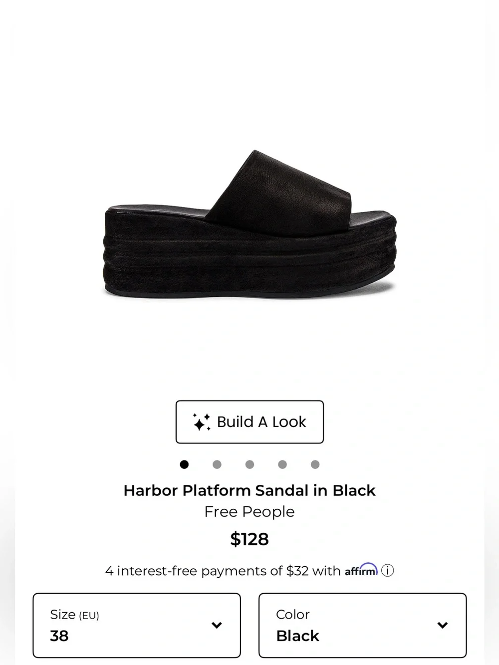 Free People Black Platform Slide Sandal size 38 (I am usually an 8)